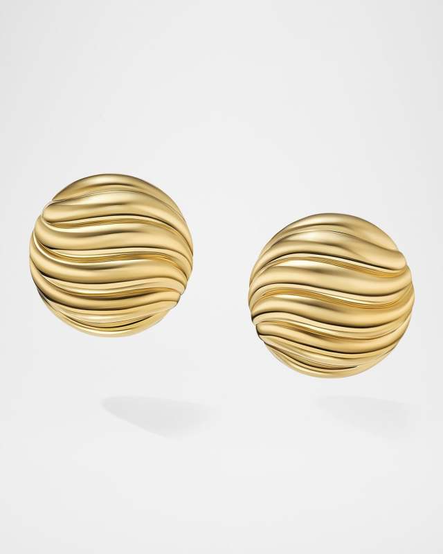 Sculpted Cable Stud Earrings in 18K Gold, 14mm